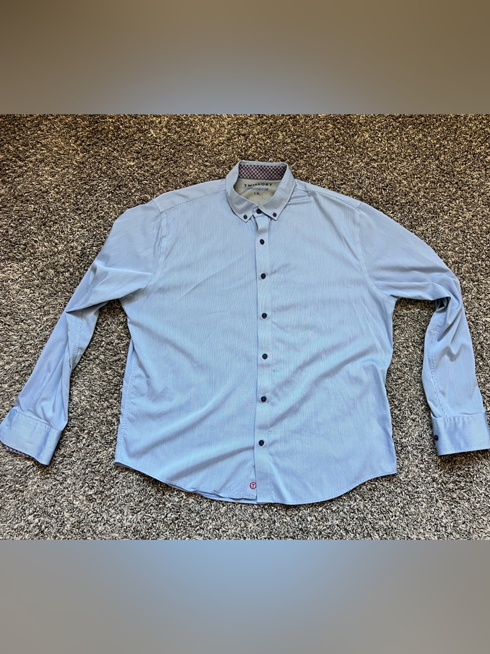Men's Twillory Light Blue Casual Button-Down Shirt with Contrast Trim
